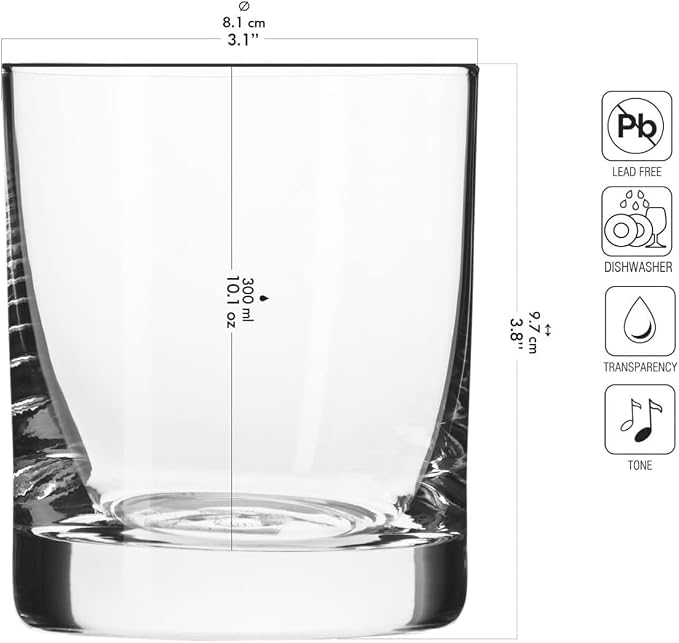 Krosno Whisky Sour Tumbler Glasses Old Fashioned Bourbon Cognac Brandy | Set of - Image 2