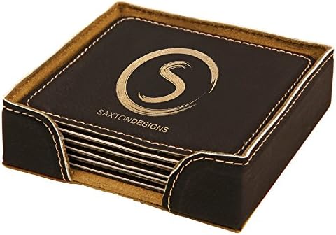 Custom Engraved Coasters | Personalized Leather Coaster | Set of 6 | Drink by AMERICAN+PERSONALIZED