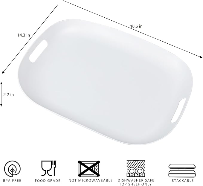 Extra Large Serving Platter, 18.75 x 14.375 x 2 Inch Large Melamine Serving Tray - Image 7