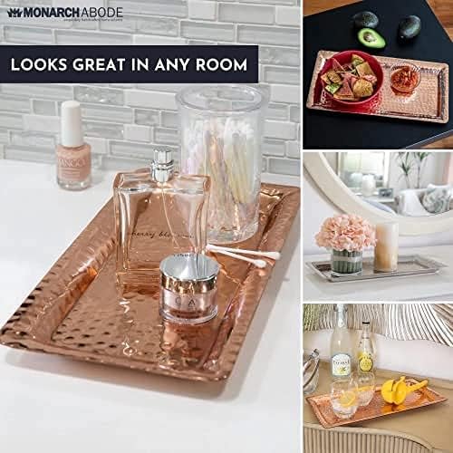 Monarch Abode Decorative Tray – 16-Inch Hand Hammered Nickel Finish Metal - Image 3