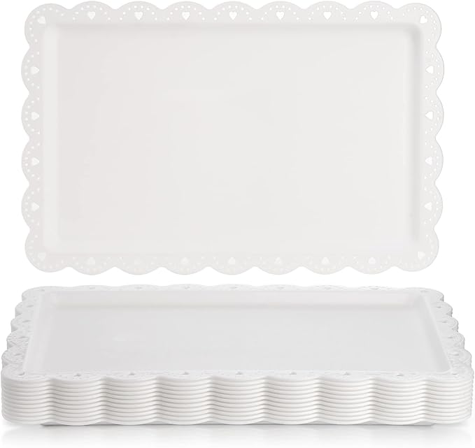 Peohud 12 Pack White Plastic Serving Tray by Peohud