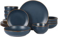 Gibson Home Hazeltine 16-Piece Navy Blue Stoneware Dinnerware Set – Plates and by GibsonHomewares
