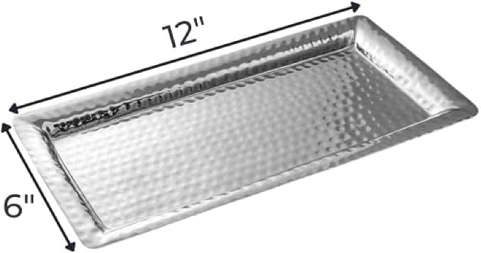 Monarch Abode Decorative Tray – 12-Inch Hand Hammered Nickel Finish Metal - Image 2
