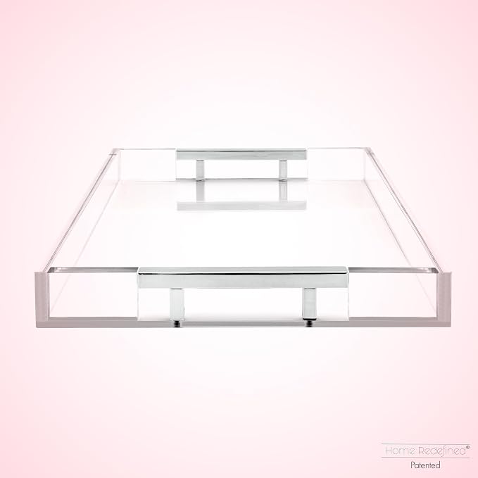 Modern 16"x12" Rectangle Acrylic Lucite Plastic Decorative Serving Tray - Image 4