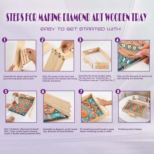 EWJRNSF Diamond Art Kits for Adults Wooden Serving Trays - Image 3