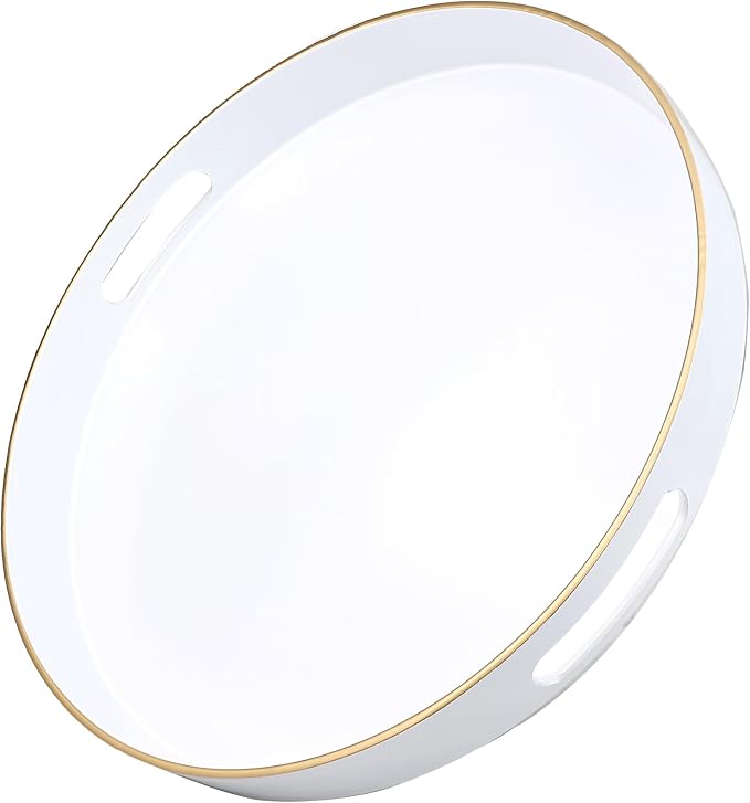 White Round Decorative Tray by Omuriko