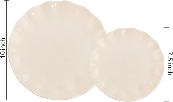 LIYH 24 Pcs Plastic Plates Reusable, Unbreakable Dinner Plates, Scalloped - Image 3