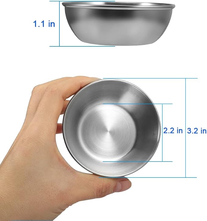 8 Pack 3.2inch Stainless Steel Sauce Dishes Mini Individual Saucers Bowl Round - Image 2