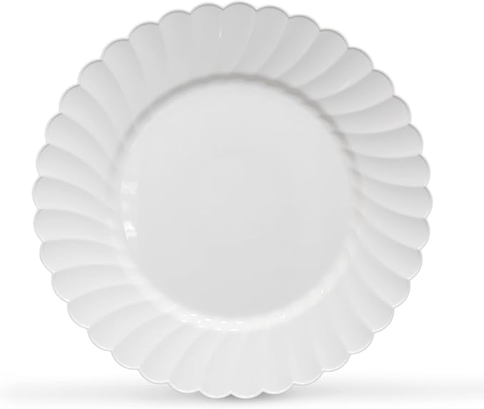 Premium Hard Plastic Round White Plates – 50 x 9” -Washable & Reusable - Image 2