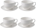 12 oz Cappuccino Cups with Saucers, Ceramic Espresso Coffee Cups Set of 4 by FEENMAICeramicHome