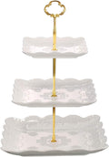 Sumerflos 3 Tier Porcelain Cupcake Stand, Tiered Serving Cake Stand, Square by Sumerflos
