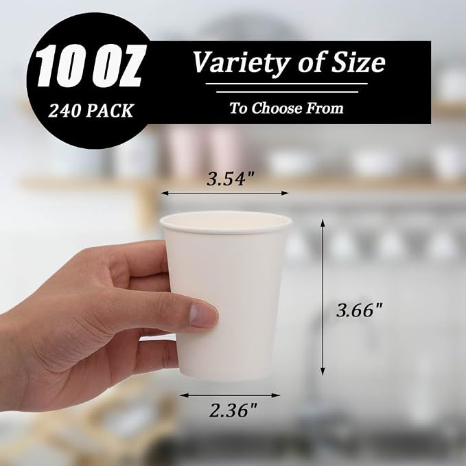 Lamosi 240 Pack Paper Cups 10 oz, Disposable Coffee Cups | Hot/Cold Beverage - Image 2