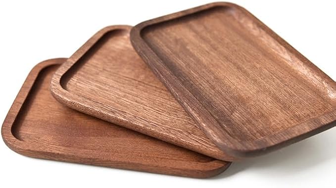 6 Pack Solid Wood Serving Platters and Trays of Natural Wood - Image 4