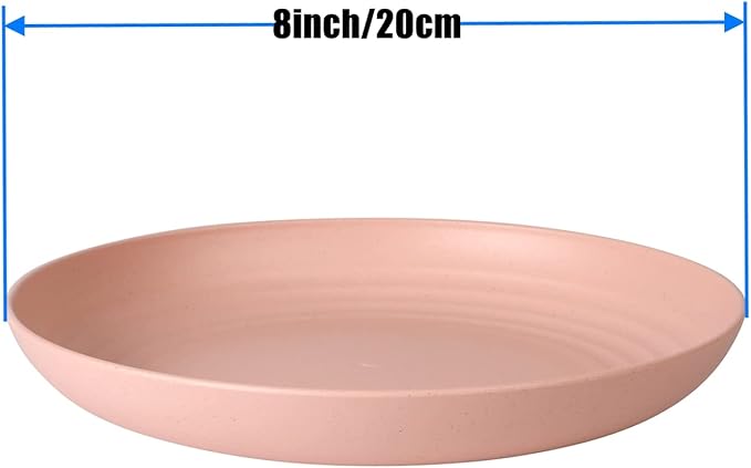 CAMBUY Wheat Straw Plates 8 Pack 8 Inch Reusable Large Dinner Plate Set | - Image 3