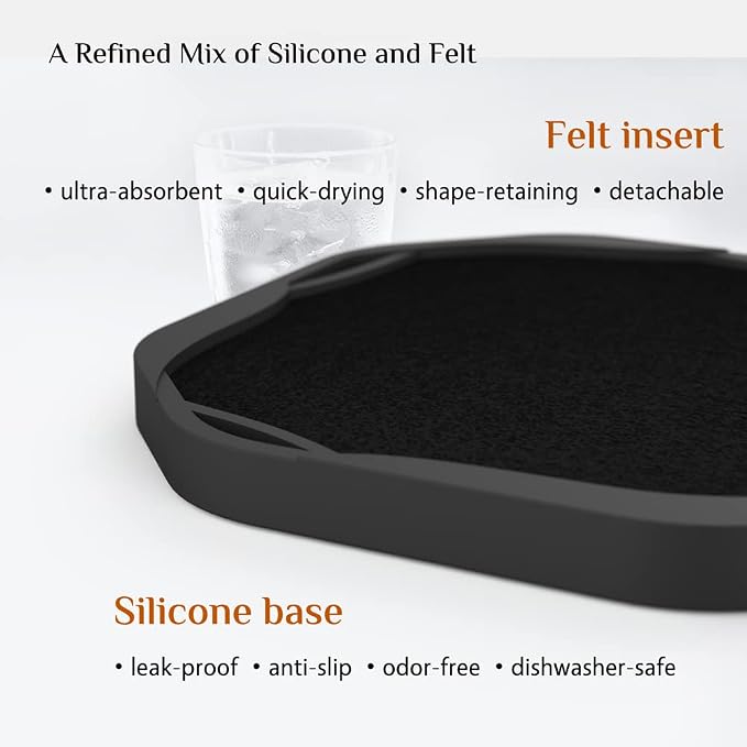 UMIRRO Absorbent Felt & Silicone Drink Coasters Set of 4, - Image 3