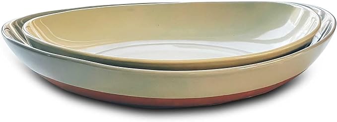 Mora Ceramic Large Serving Bowls- Set of 2 Oval Platters by MORA