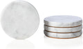 Real Natural Marble Coasters Set of 4, Carrara White Coaster 4 inch, Modern by HAMAKAWA