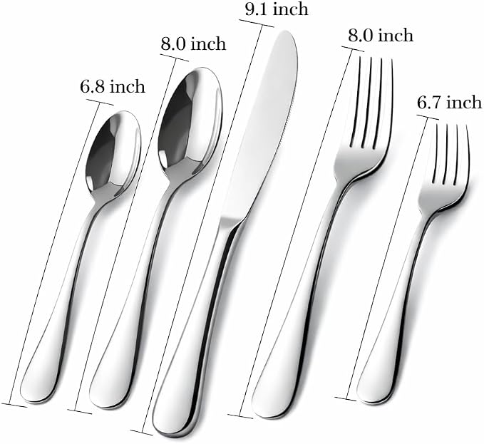 Silverware Set for 4, Stainless Steel Flatware Cutlery Set, Mirror Polished | - Image 7
