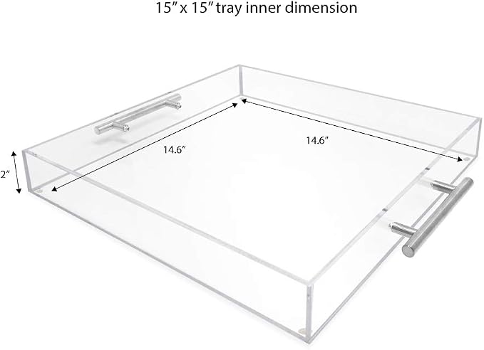 Isaac Jacobs 15x15 Clear Acrylic Serving Tray - Image 2