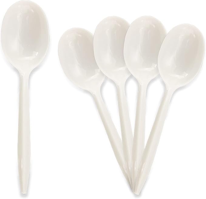 PAMI Medium Weight Disposable Plastic Soup Spoons, Bulk Pack, 1000 Ct - Image 2