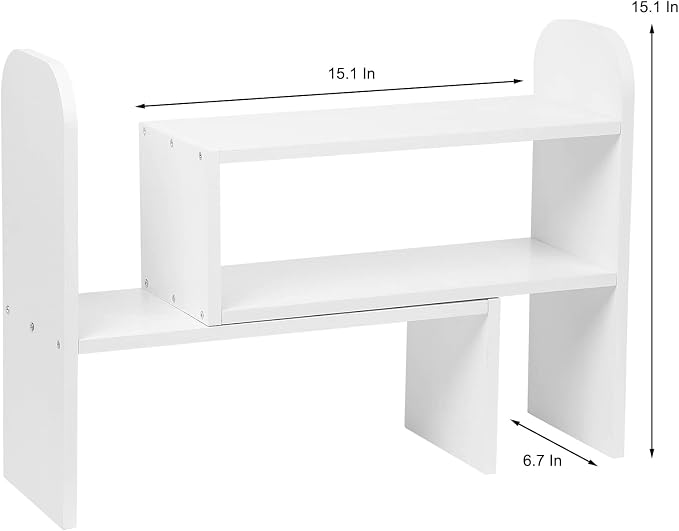 Desktop Adjustable Natural Wood Book Shelf Organizer Office Storage Rack - Image 3