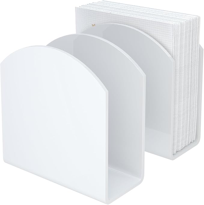 SILUT 2Pack White Acrylic Freestanding Napkin Holder | Minimalist Dispenser by SILUT