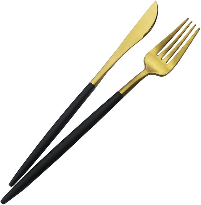 JASHII Luxury Black Gold Flatware, 20-piece Elegant Cute 18/10 Stainless Steel - Image 7