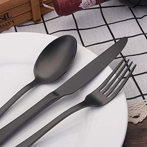 Matte Black Silverware Set, SHARECOOK Satin Finish 40-Piece Stainless Steel - Image 5