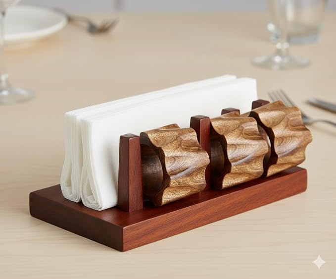 Napkin Rings, Wood Napkin Rings Napkin Holders Buckles - Image 3