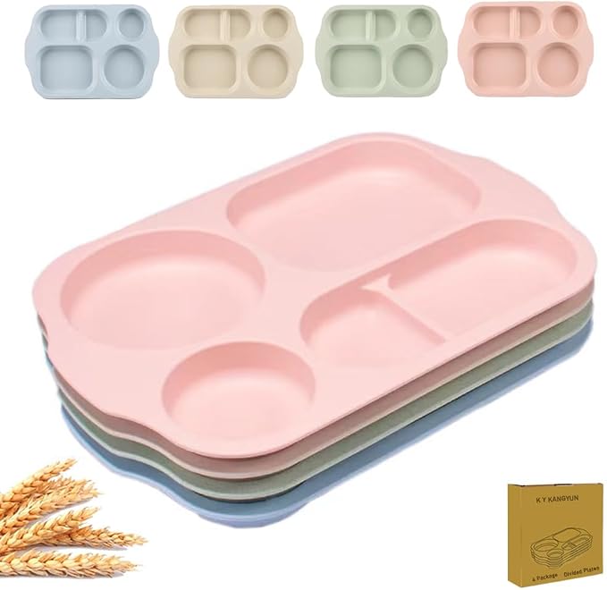 PUPOPIK 12 Inch Divided Plates4 PCS by PUPOPIK