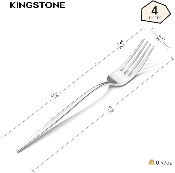 4-Piece Salad Fork Set, 18/10 Stainless Steel Dessert Forks | Mirror Polished - Image 2