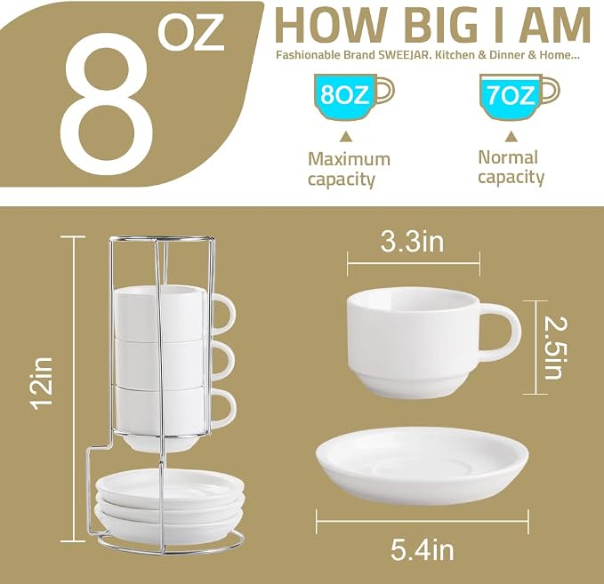 Sweejar Porcelain Cappuccino Cups - Image 3