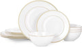 12Pcs Gold Trim White Bone China Set, Service by KINGSTONE