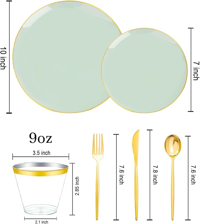 bUCLA 150PCS Green Plastic Plates - Image 2