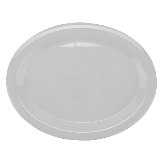 GET 13 1/2" x 10 1/4" White Oval Melamine Dinner Plate | Dishwasher safe - Image 2