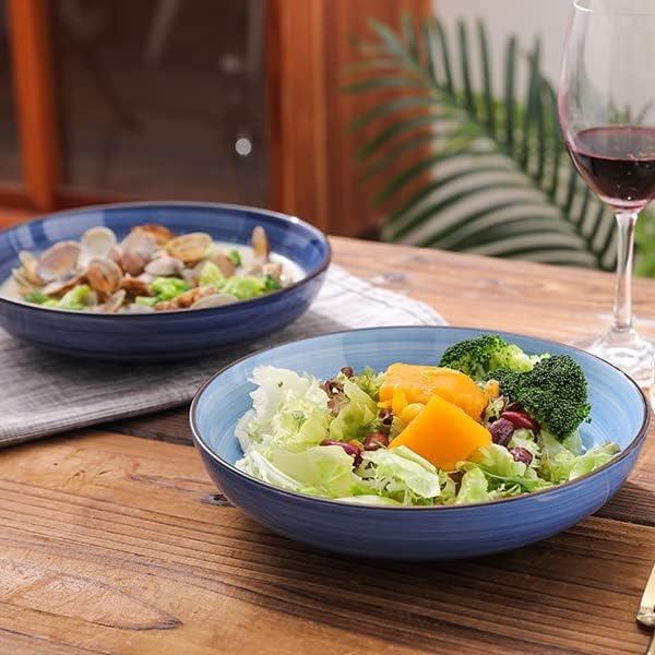 Selamica Porcelain 26 Ounce Salad Pasta Bowls, 8 inch Wide and Shallow Serving - Image 6