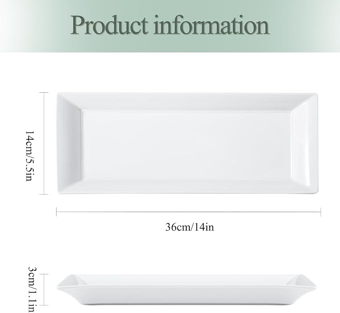 14" Rectangular Platters Set of 4, Large Serving Plates - Image 3