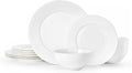 12Pcs Hammered Rim White Bone China Set, Service by KINGSTONE