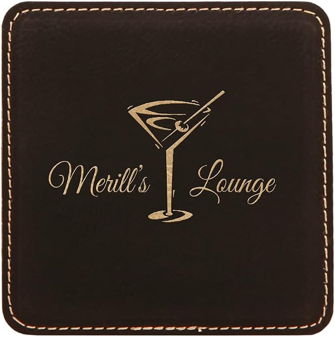 Custom Engraved Coasters | Personalized Leather Coaster | Set of 6 | Drink - Image 2