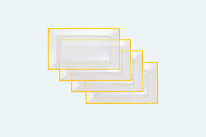 Clear Plastic Serving Tray Clear Gold Rim Disposable Serving Trays & Platters - Image 9