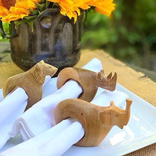 Mahogany Wood Animal Napkin Rings Set of Six - Image 6