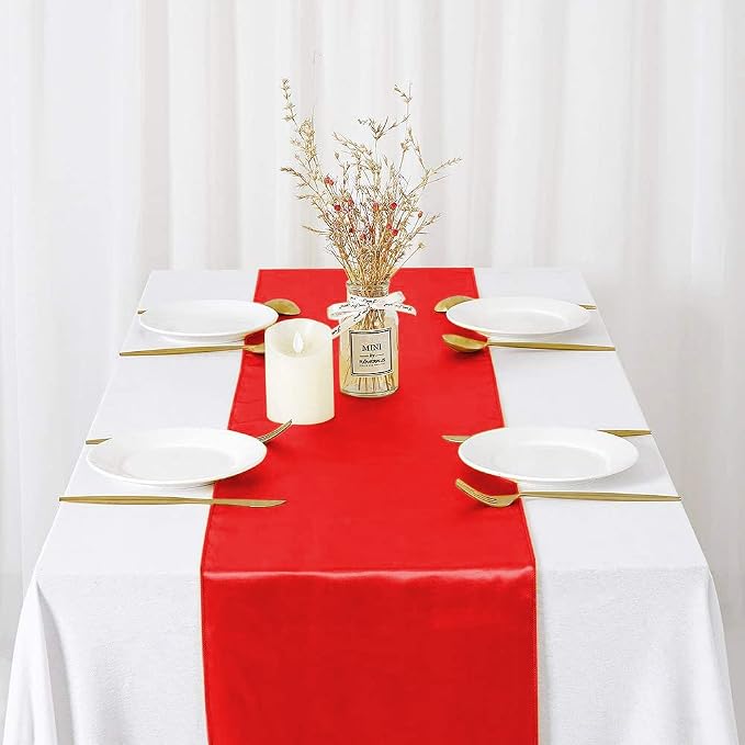 B-COOL Red Table Runner Valentine's Day Table Runner 5 Pack 12x108 inch Satin - Image 8