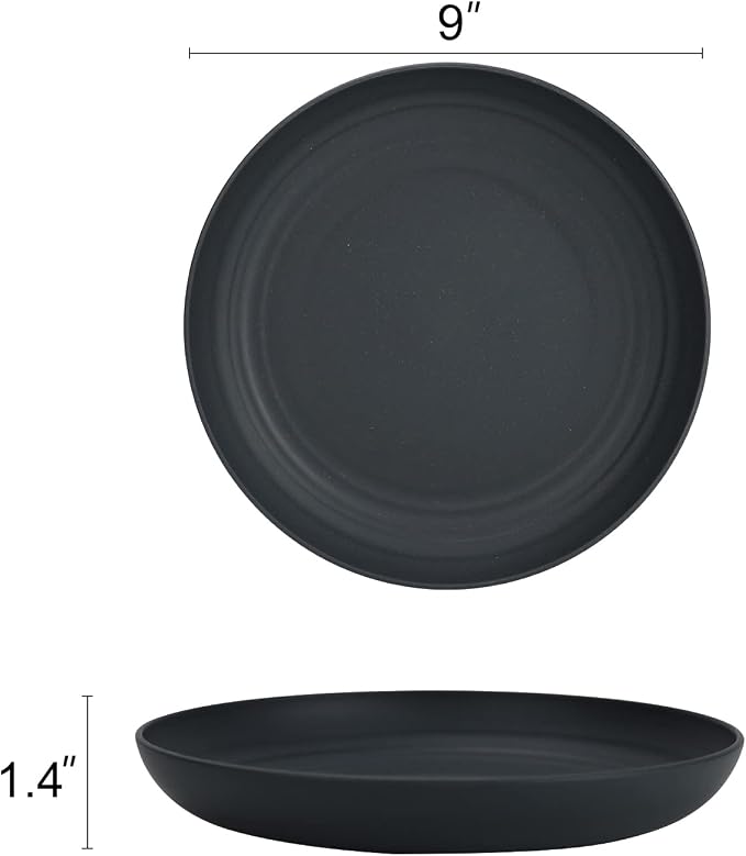 Wheat Straw Plates Unbreakable Deep Dinner Plates Set of 8 Lightweight Reusable - Image 2