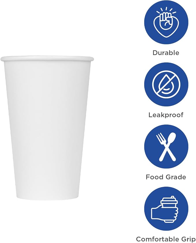 Karat 20 oz Paper Hot Coffee Cups White Disposable Cup - Image 6