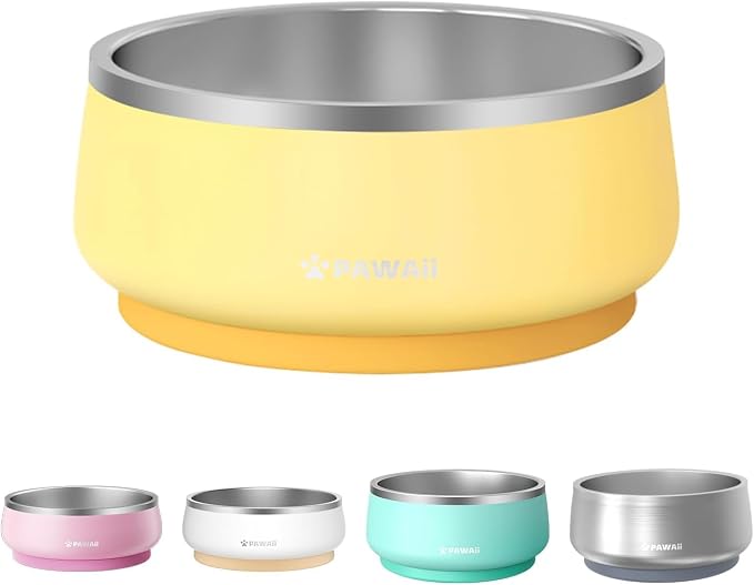Pawaii Dog Bowl, 68 oz Stainless Steel Food and Water Bowl, ID Tag, 1 Pack | by Pawaii