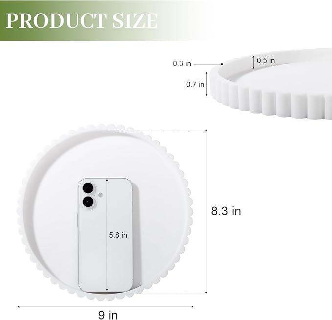 Round Bathroom Tray Perfume Organizer Coffee Table Decor, Heat-Resistant - Image 6