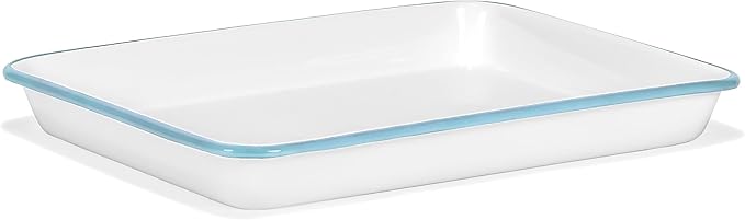 Red Co. 11" x 9" Enamelware Metal Classic 2 Quart Rectangular Serving Tray by RedCo