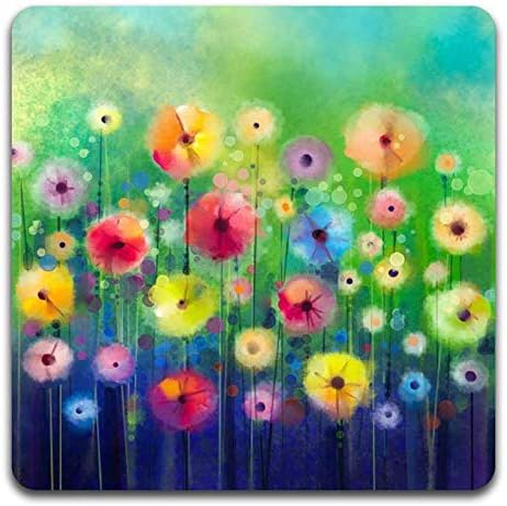 Beautiful Watercolor Flowers Square Coaster Set of 4 | Square Coaster Set - Image 4