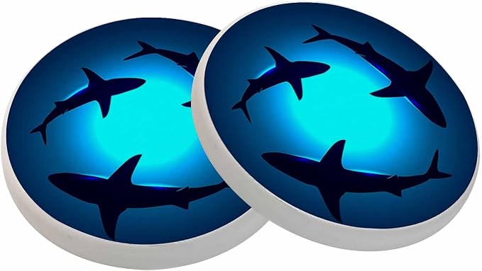 Floating Sharks Coasters Undersea Three Sharks Dancing in Circles Absorbent by oFloral