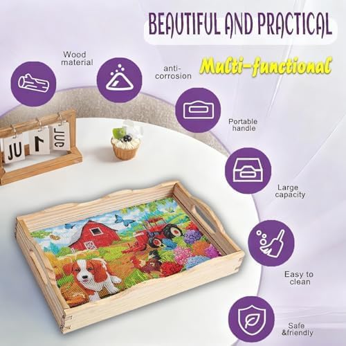 EWJRNSF Diamond Art Kits for Adults Wooden Serving Trays - Image 4